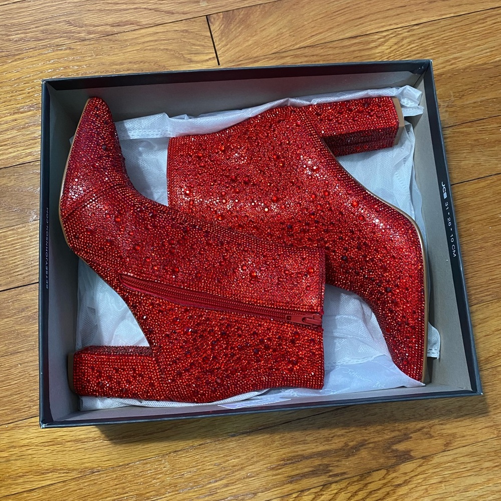 Red Glitter Ankle Boots